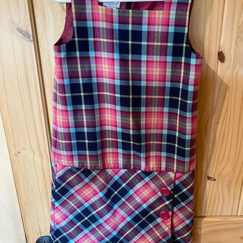 Talbots kids pink plaid jumper size 6X